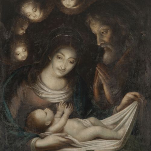 ÉCOLE ITALIENNE DU XVIIIÈME SIÈCLE Nativité. 
Huile sur toile, rentoilée. 
Etiqu&hellip;