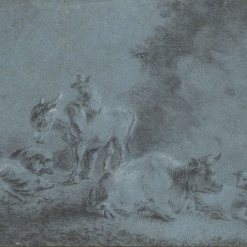 Attribué à Jean Baptiste HUET (1745 1811) Bergère et son troupeau, homme et son &hellip;