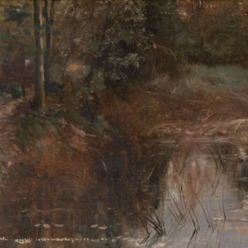 Paul SAIN (1853 1908) Mare en forêt d'Avignon, 1899. 
Huile sur toile. 
Signée e&hellip;