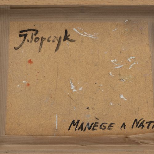Jozef POPCZYK (1890 1971) Manège à Nation. 
Huile sur carton. 
Signé en bas à dr&hellip;