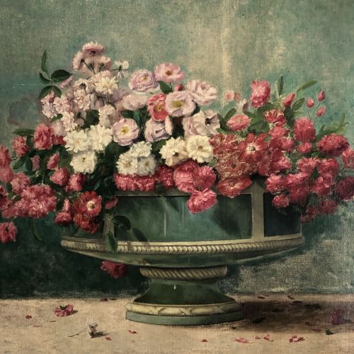 Flavien POUSSE (XIXème XXème siècle) Bouquet de fleurs dans un vase. 
Huile sur &hellip;