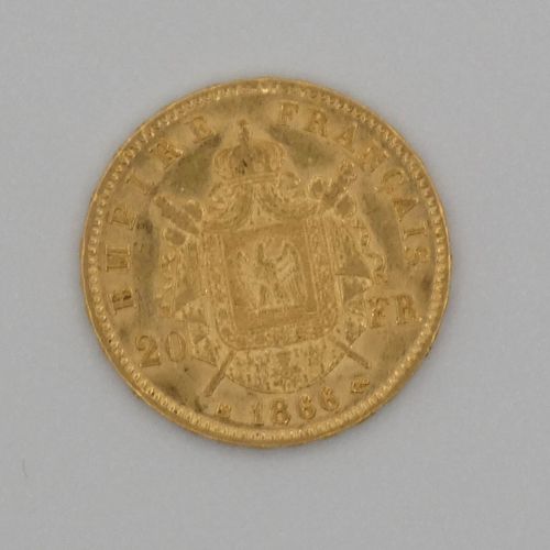 Null Pièce de 20 frs Napoléon III Empereur lauré tête à droite 1866 BB OR. 6,5 g&hellip;
