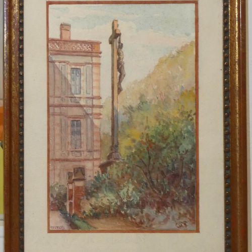 Null Louis MAILLÉ "Ecole Ste Marie" Aquarelle signée en bas à gauche. 29 x 19 cm&hellip;