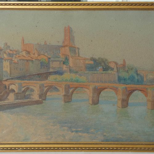 Null Louis MAILLÉ "Le pont vieux" Aquarelle lavis signée en bas à droite. 32 x 4&hellip;
