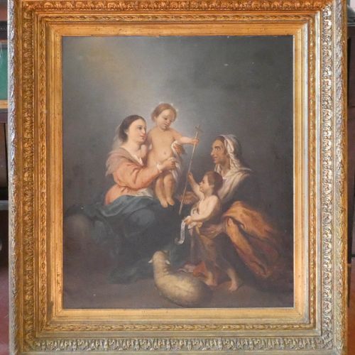 Null JC VILLENEUVE "La Sainte famille" Huile sur toile signée au centre à gauche&hellip;