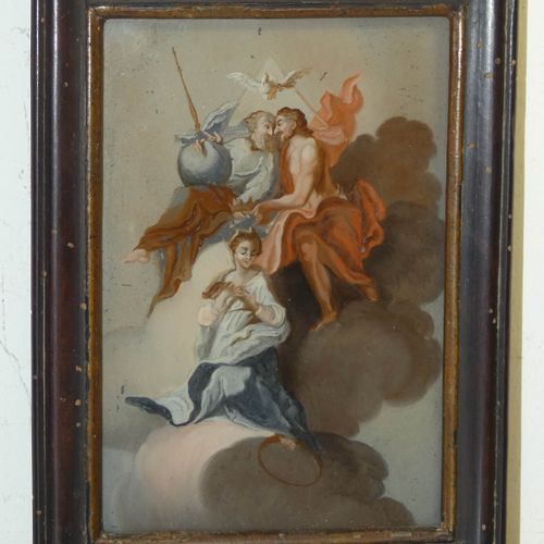 Null "Ascension du Christ" Peinture sur verre fin XVIII° début XIX° siècle 16,5 &hellip;