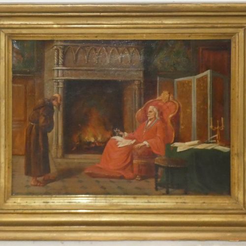 Null A. TOURNIER "Moine se présentant devant le Cardinal" Huile sur toile signée&hellip;