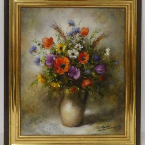 Null P. SOREL "Bouquet de fleurs sauvages" Huile sur toile signée en bas à droit&hellip;