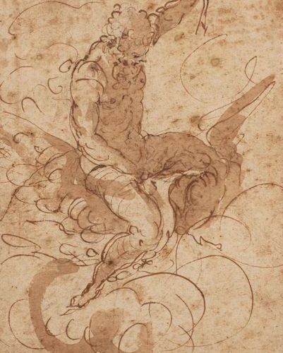 Null Jacopo BERTOJA (Parme 1544 – 1574) 
Jupiter chevauchant son aigle, étude pl&hellip;