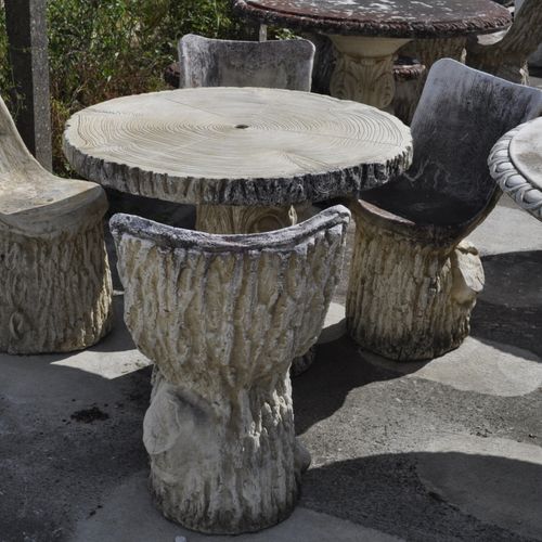. .

Salon de jardin: TABLE ronde et ses 4 CHAUSES en pierre reconstituée et mou&hellip;