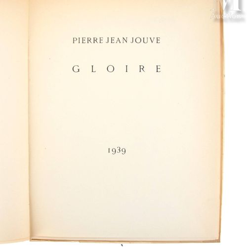 JOUVE (Pierre Jean). Gloire. Sl, sn, 1939. Rústica en 4, con cubierta impresa re&hellip;