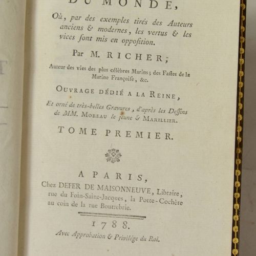 RICHER (Adrien). Théatre du monde. Paris, Defer de Maisonneuve, 1788. 4 vol. In-&hellip;