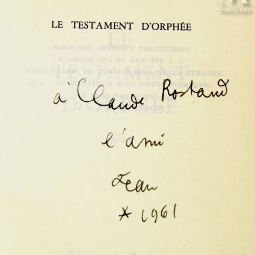 COCTEAU (Jean). 奥菲斯的遗嘱》，电影。摩纳哥，Éditions du rocher, 1961. 出版商提供的8开本插图精装本。

图版为拍摄的&hellip;