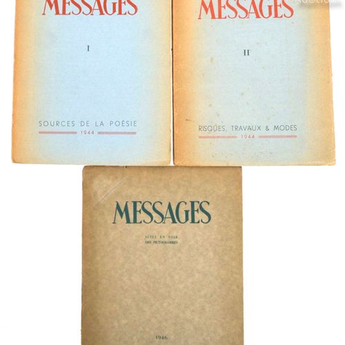 Messages (Revue). Sources de la poésie. Parigi, Pierre Seghers, 1944. 2 vol. In-&hellip;