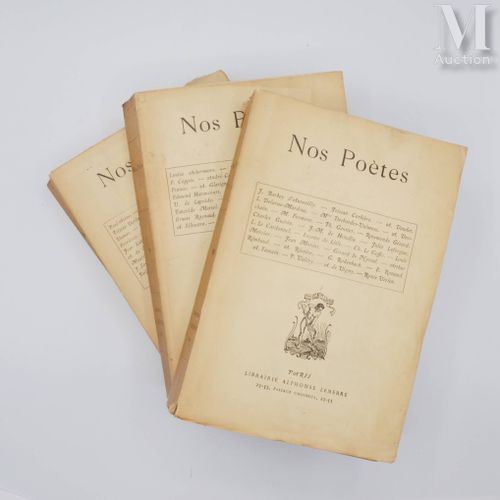 COLLECTIF. Nos Poètes. Parigi, Alphonse Lemerre, [1923]-1926. 3 volumi in-8 bros&hellip;