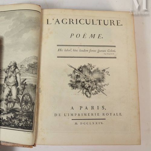 *[ROSSET (Pierre-Fulcrand de)]. 农业。诗。巴黎，皇家出版社，1774年。 In-4 marbled calf, spine de&hellip;