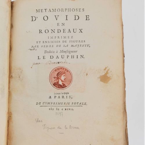 OVIDE & BENSERADE (Isaac de). 奥维德的变形记》，以印记和丰富的数字组成。巴黎，皇家出版社，1697年。 2卷合为一卷，小四合院，棕&hellip;