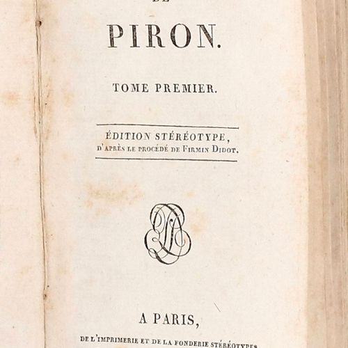 PIRON (Alexis) Selected works. Stereotype edition. Paris, Didot, 1810.

2 vols. &hellip;