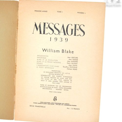 Messages (Revue). Sources de la poésie. Parigi, Pierre Seghers, 1944. 2 vol. In-&hellip;