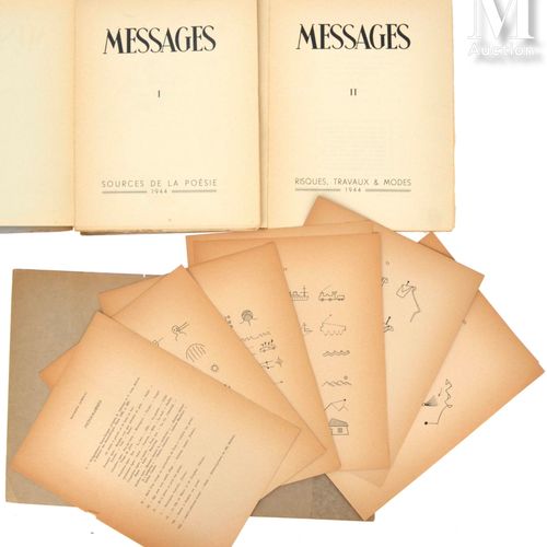Messages (Revue). Sources de la poésie. París, Pierre Seghers, 1944. 2 vol. In-4&hellip;