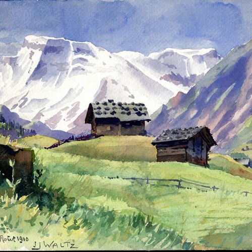 Jean-Jacques WALTZ dit HANSI (Colmar 1873-1951) 瑞士阿德尔博登的小木屋景观

黑色铅笔线上的水彩画

26 x &hellip;