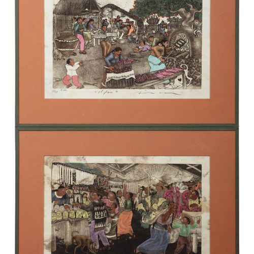 Ecole mexicaine du XXème siècle "El mercado" et "El Pau"

Suite de deux lithogra&hellip;