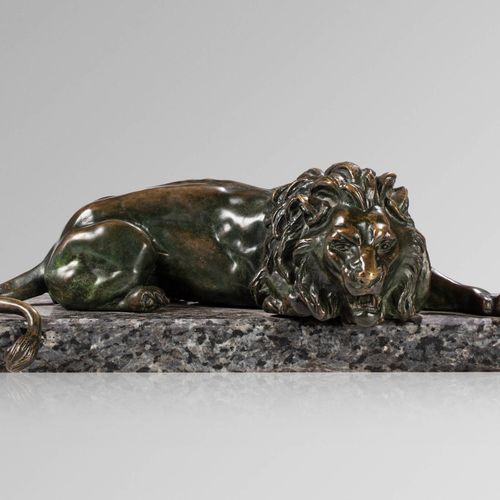 Null Ernest Justin FERRAND (1846-1932)
"Lion couché"
Sculpture en bronze à patin&hellip;