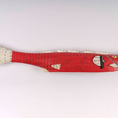 Marionnette Poisson rouge 多色木
波佐风格，河流地区，马里
110厘米

高：110厘米