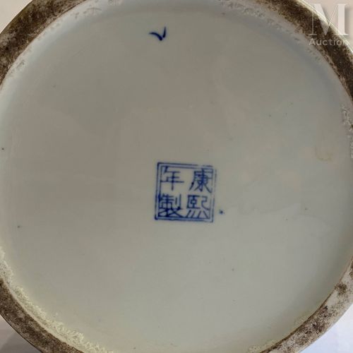 CHINE Maceta cubierta de porcelana blanca y azul con flores y pájaros
Altura: 39&hellip;