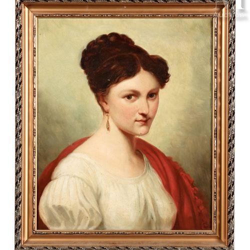 Ecole ANGLAISE du XIX ème, Portait de jeune femme, 19世纪英国学校、
一个年轻女人的画像、
画布。
55 x&hellip;