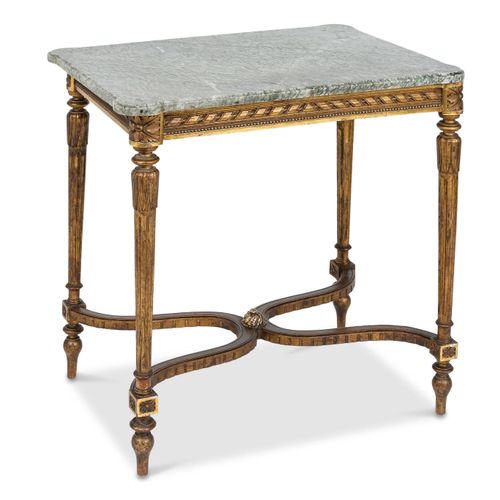 Table de salon Rectangular molded wood and carved gilded, decorated with ribbons&hellip;