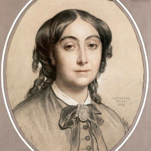 Alexandre HESSE Portrait de jeune fille
Dessin
Signé et daté 1864 
52 x 40 cm
Pe&hellip;