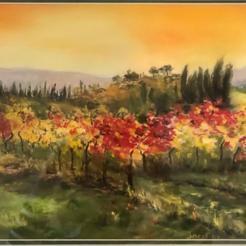 J. BERLIOZ (Actif au XX ème siècle) Weinreben im Herbst

Pastell auf Papier 
29 &hellip;