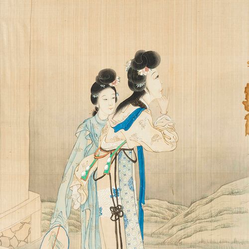 CHINE, XIXe siècle Conjunto de dos cuadros

en tinta y colores sobre seda, una r&hellip;