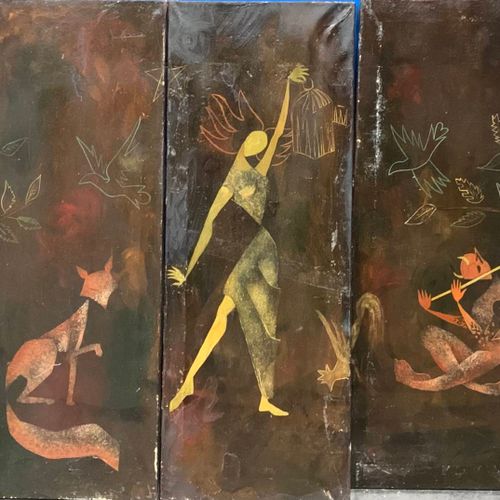 Null 壁画（5幅）
恶魔、狐狸和女人的寓言
布面油画
102,5 x 53 厘米 
(磨损和修复)