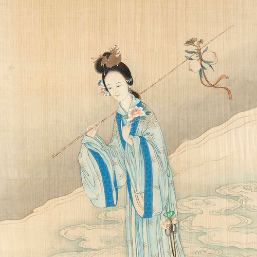 CHINE, XIXe siècle Ensemble de deux peintures

à l'encre et couleurs sur soie, f&hellip;