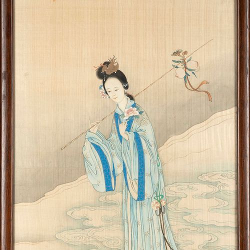 CHINE, XIXe siècle Ensemble de deux peintures

à l'encre et couleurs sur soie, f&hellip;