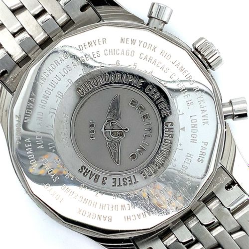 Breitling Große und schwere Armbanduhr mit Chronograph, Datum und zweiter Zeitzo&hellip;