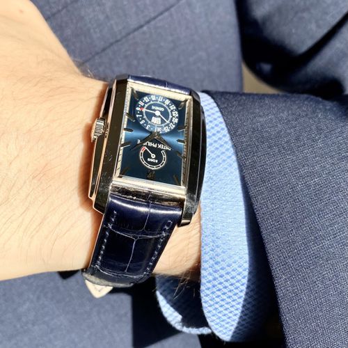 Patek Philippe Neuwertige Genfer Armbanduhr mit Datum, Wochentags- und 8-Tage Ga&hellip;