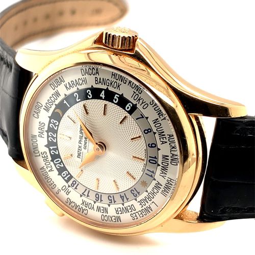 Patek Philippe Elegante Genfer Armbanduhr mit Weltzeitindikation, verkauft im No&hellip;