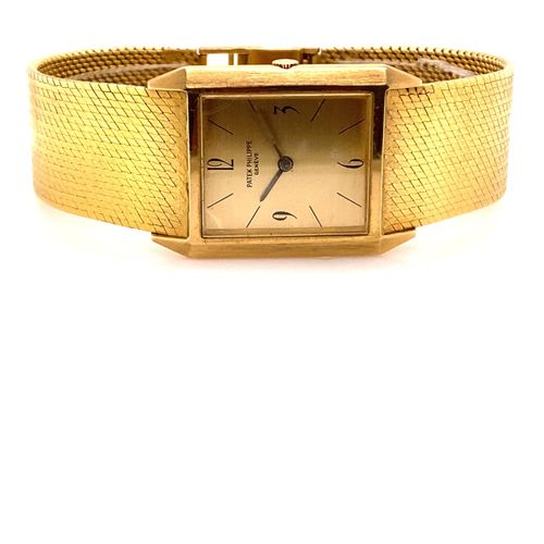 Patek Philippe Elegante Genfer Vintage Armbanduhr mit integriertem 18Kt Gold Mil&hellip;