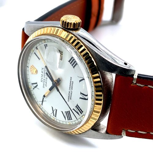 Rolex Attraktive Bi-Color Armbanduhr mit Datum und seltenem "Buckley" Zifferblat&hellip;