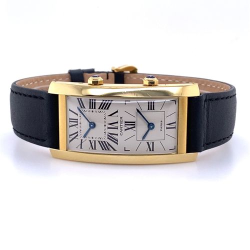 Cartier Elegante, extrem seltene Armbanduhr mit doppeltem Zifferblatt für die An&hellip;