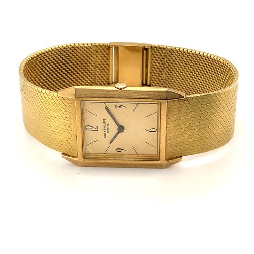 Patek Philippe Elegante Genfer Vintage Armbanduhr mit integriertem 18Kt Gold Mil&hellip;