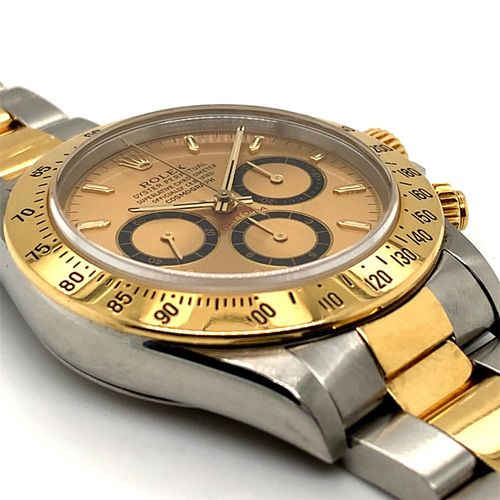 Rolex A popular bi-color wrist chronograph with inverted six dial and original b&hellip;