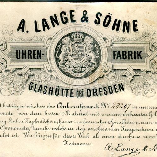Lange & Söhne 重型格拉苏蒂Savonnette--锚定天文台表，质量为1A--带原盒和原证书--1890年售价600马克

Werknr. 282&hellip;