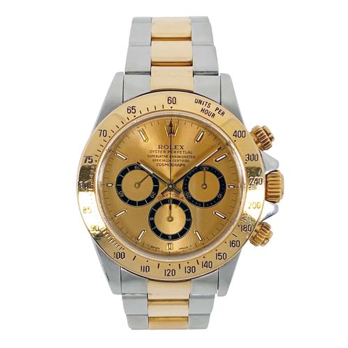 Rolex A popular bi-color wrist chronograph with inverted six dial and original b&hellip;