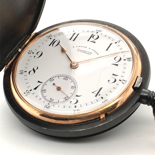 Lange & Söhne (*) An extremely rare Glashuette hunting case pocket watch in blac&hellip;