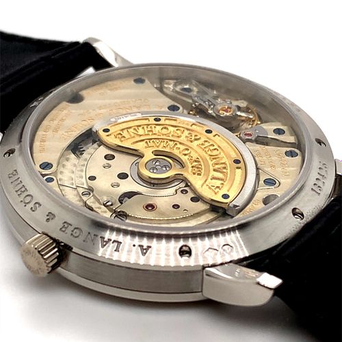 A. Lange & Söhne 格拉苏蒂JUBILÄUMS-LANGEMATIK限量版腕表，铂金表壳，珐琅表盘，零点复位，46小时动力储备，在2000年朗格公&hellip;