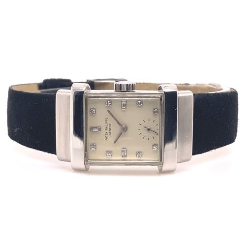 Patek Philippe A rare and elegant vintage Geneva platinum wristwatch with brilli&hellip;
